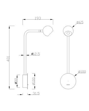 EYES * APLIQUE LED CON INTERRUPTOR NEGRO 6W 3000K